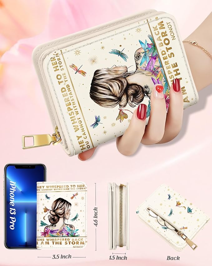 Bistup Credit Card Holder Wallet for Women Cute Leather Ladies Teen Girls Female Cardholder Wallets Accordion Purse Small Medium Aesthetic Print Modern Design Rfid Zipper Around