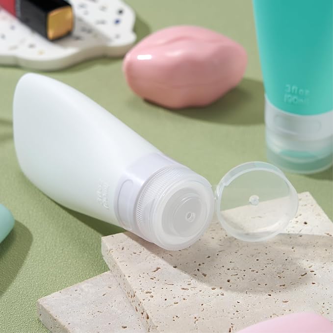INSFIT Travel Bottles for Toiletries, TSA Approved 3oz Travel Size Containers, BPA Free Leak Proof Squeezable Silicone Tubes for Shampoo Conditioner Lotion Body Wash with Labels