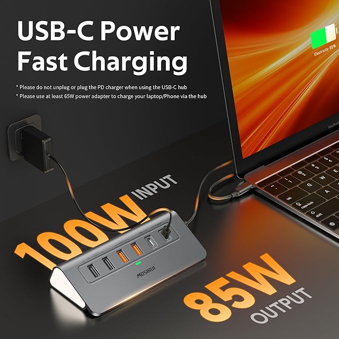 USB C Hub Ethernet,10-in-1 USB C Docking Station with 4K@60Hz HDMI,1Gbps Ethernet, PD 100W,Type C & 2 USB A 3.2 10Gbps, 2 USB A 2.0, SD/TF, Aluminum USB Hub for Laptop,PC, iPhone 17/16,Mac