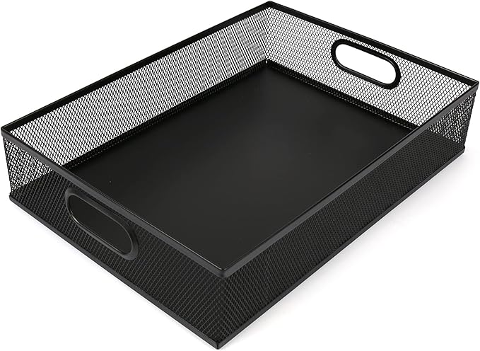 Desk Drawer Organizer, A4 Large Metal Mesh Desk Organizer Tray, Versatile Storage Box Set for Office Home Supplies,13 x 9 inches