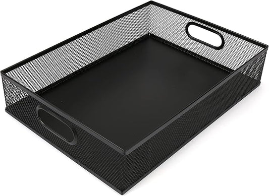 Desk Drawer Organizer, A4 Large Metal Mesh Desk Organizer Tray, Versatile Storage Box Set for Office Home Supplies,13 x 9 inches