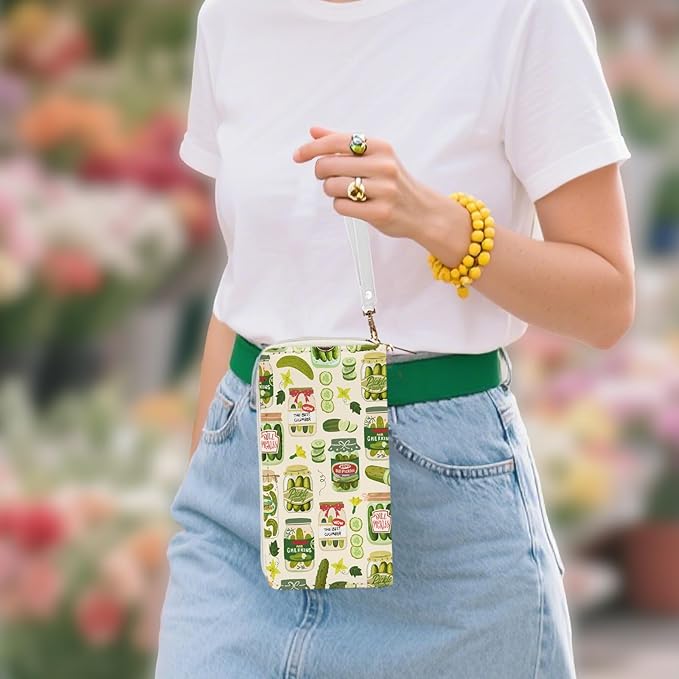 Pickle Women Wallet, Small Slim Thin Credit Card Holder with Zipper, PU Leather Compact Wallets with Coin Pocket, Travel Wallet for Female Ladies Teen Girls Girly