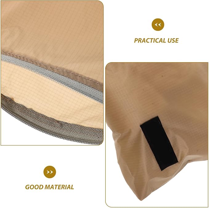 Large Capacity Waterproof Nylon Travel Organizer Pouch in Khaki, Foldable Toiletry Bag for Outdoor Camping and Travel