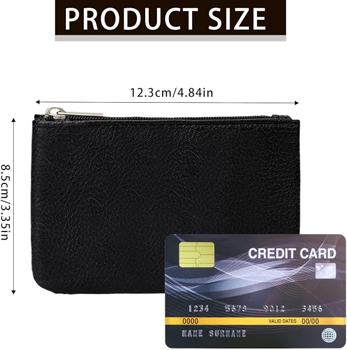KALIONE 2 Pack Coin Purse, Portable PU Leather Coin Purse with Zipper Coin Purse Mini Change Purse Small Coin Purse for Women Credit Card Folded Bills ID Key Headset Lipstick(Black&Red)