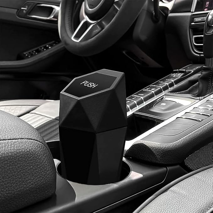 Osilly Car Trash Can with Lid, Leakproof Mini Essential Vehicle Garbage Organizers, Multipurpose Automotive Garbage Storage Organizer Bin Accessories, Universal for SUV, Sedan, Truck