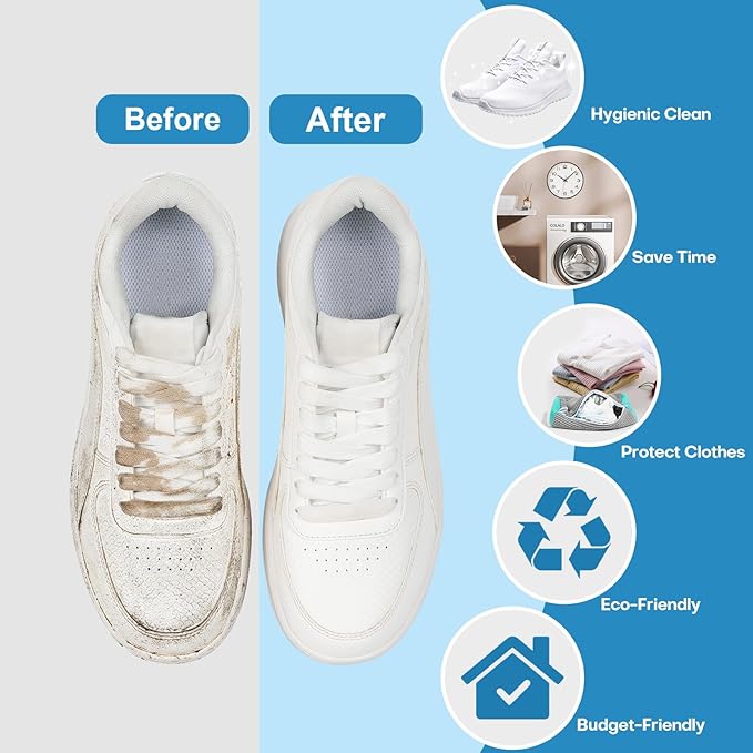 Shoe Washing Machine Bag: Laundry Shoe Bag for Washer and Dryer - 2pc Reusable Shoe Cleaning Bag for Sneaker Tennis Shoes Unstain Cleaner Kit (Gray 2pcs)