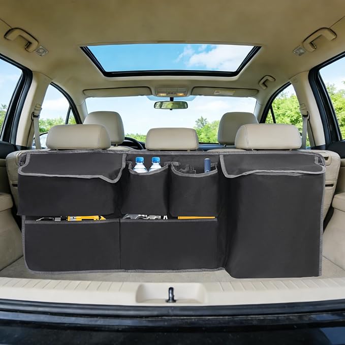Hanging Car Trunk Organizer,A Car Organizers And Storage For Backseat, Sturdy Trunk Organizer Car Accessories With 5 Pockets Sutable For SUV/MPV/Truck, Large Capacity Back Seat Organizer