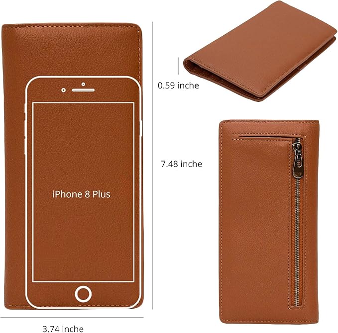 Bveyzi Ultra Slim Thin Leather RFID Blocking Credit Card Holder Bifold Clutch Wallets for Women