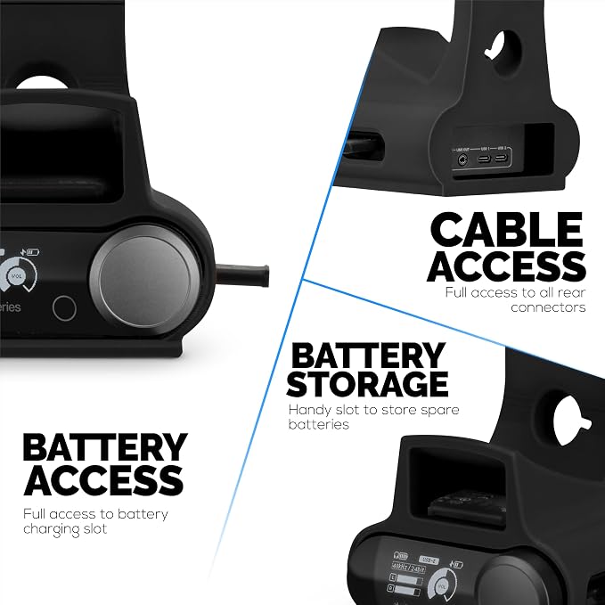 BRAINWAVZ Headphone & Game Controller Stand Designed for Steelseries Arctis Nova Pro, Elite and Pro Omni Wireless Headsets with Dock for the Wireless Base Station - Black (HP03)