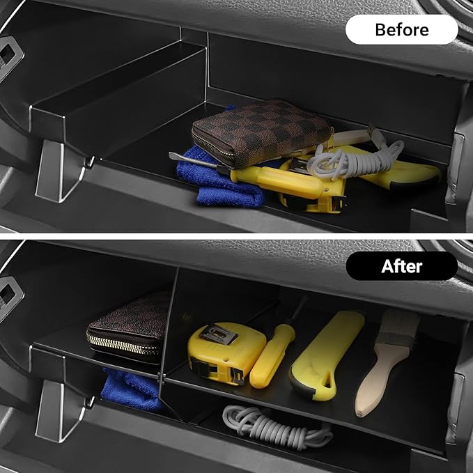 YOJOJOCO Glove Box Dividers Organizer Compatible with Toyota 2016-2020 2021 2022 2023 Tacoma Accessories Black ABS Material Center Console Organizer