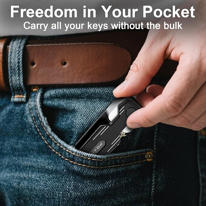 Key Organizer for Keychain, Key Holder with Pocket Clip & Carabiner, Key Rings for Car Keys, Key Case up to 6 Keys