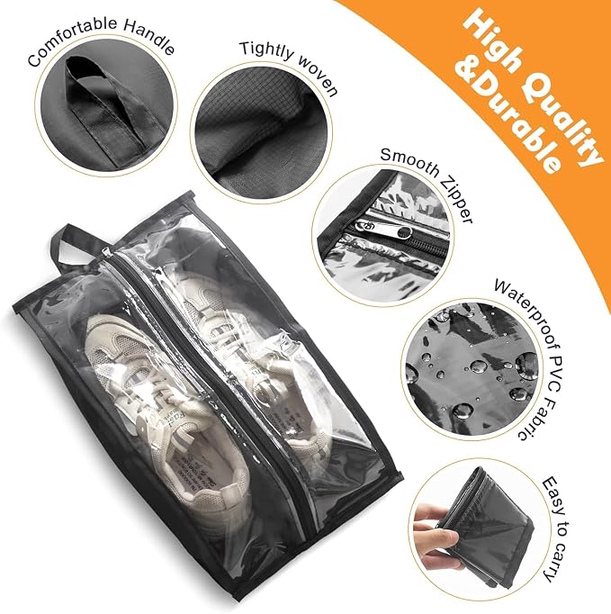 Shoe Bags for Traveling 6 Pack - Random Color Waterproof Shoe Storage Organizer with Durable Zippers, Lightweight Portable Shoe Bags for Travel, Cruise, Gym
