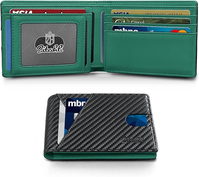 Zitahli Bifold Wallets for Men - Slim RFID Leather Credit Card Holder for 6-11 Cards, Minimalist Thin Wallet with ID Window & Cash Slot,Front Pockt Carteras Para Hombres, Birthday Gifts for Men | Slim, RFID Blocking, Premium, Front Pocket, Gift Box, Le...