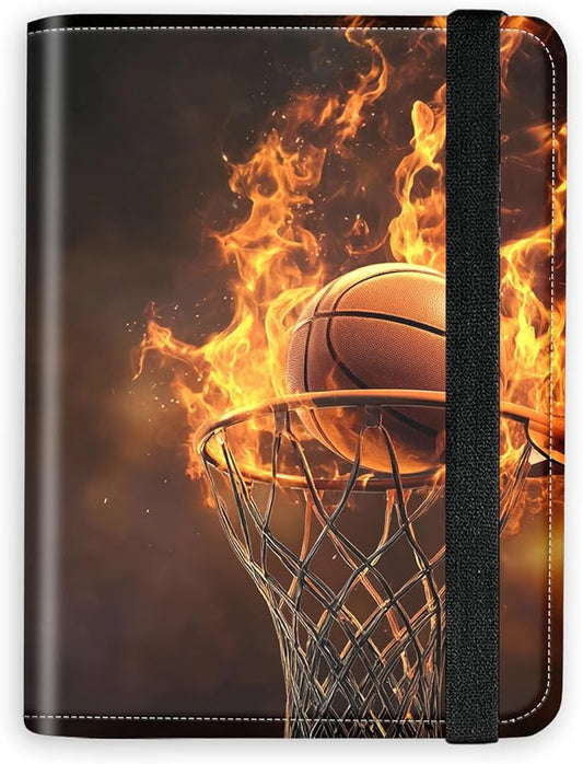 [Basketball in the Fire Ultra-Slim Passport Holder Wallet with Pen Loop, RFID Blocking Faux Leather Travel Passport Cover, Compact Boarding Pass & Card Case Organizer for Women & Men