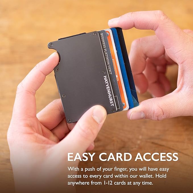 Hayvenhurst Wallet for Men - Slim RFID Blocking Metal Wallet with Money Clip, Minimalist Front Pocket Credit Card Holder, Small Mens Wallet