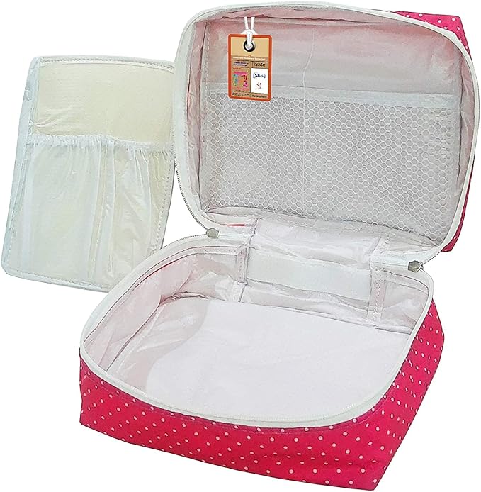 atorakushon Travel Makeup Train Case Cosmetic Organizer Portable Artist Storage Bag Zipper Pouch with Adjustable Divider for Women Girls Gifts Water-Resistant Daily Storage Organzier (Pink)