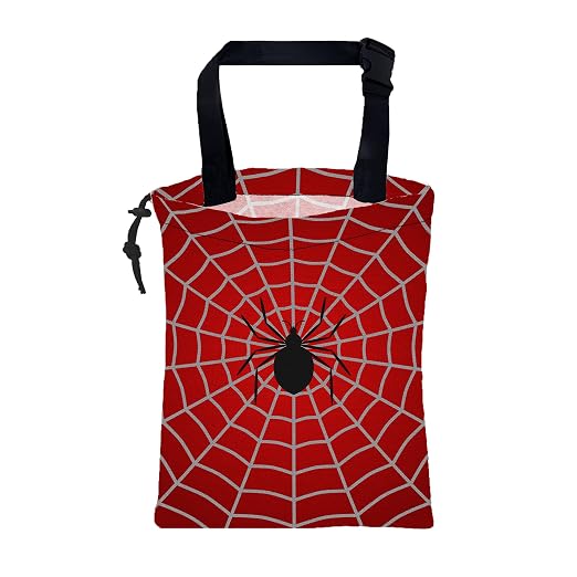 Car Garbage Bag Spider on Spider Web Drawstring Car Trash Bag Hanging for Back Seat with Adjustable Buckle Canvas Vehicle Trash Can Easy-to-Install