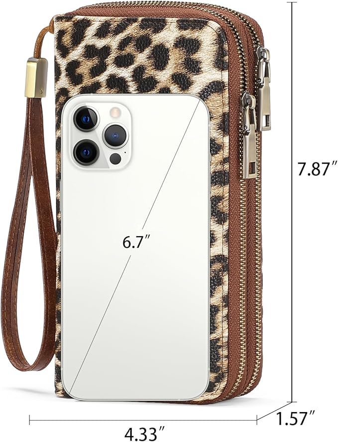 GAEKEAO Wallet for Women Clutch RFID Blocking Wristlet Leather Purse Large Capacity Credit Card Holder with Grip Hand Strap
