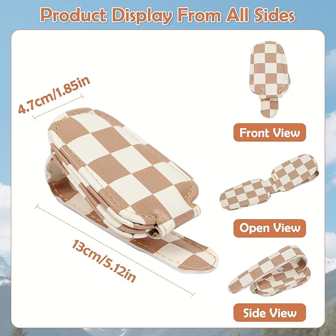 Sunglasses Holder for Car Visor - 2 Packs Boho Magnetic Leather Sunglasses Clip for Car Visor Sunglass Holder Ticket Card Hanger Clips Auto Interior Accessories for SUV Truck Women Men