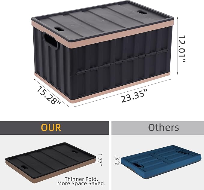 Citylife 64L Collapsible Storage Bins with Lids Plastic Storage Containers for Organizing Stackable Storage Box Large Heavy Duty Utility Crates, 4 Packs