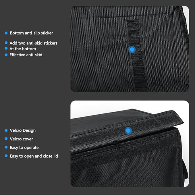 Car Trunk Organizer, Large Collapsible Storage Container, Multi-Compartment with Side Pockets, Black