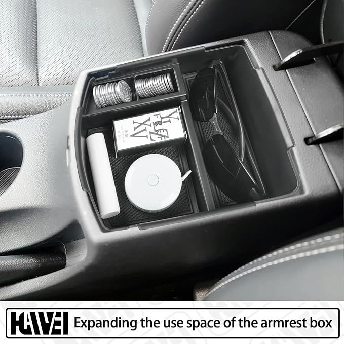 HGWEI Center Console Tray Organizer Compatible with Kia Seltos 2020 2021 2022 2023 2024 2025 2026 Accessories, Middle Armrest Insert Container ABS Secondary Storage Box, Black