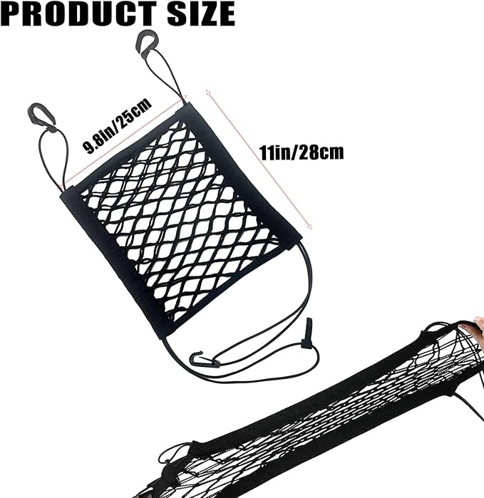 ZMD 2PCS Upgrade Cargo Net for Motorcycle Helmet Storage, 9.8"X11" High-Elastic Double Layer Bungee Net with 8 Hooks, Small Cargo Net for Bikes, Electric Bikes, Scooters, Motorcycles