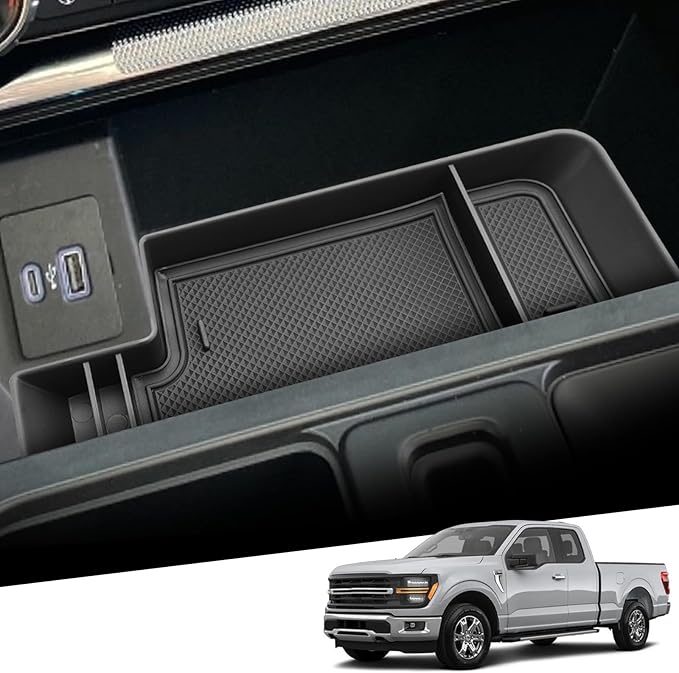 YEE PIN 2025 Ford F150 XLT Center Console Tray Hidden Storage for 2021-2026 Ford F150 & 2022-2024 F150 Lightning XLT F150 Console Organizer Middle 2025 F150 Console Tray for 2025 F150 XLT Accessories
