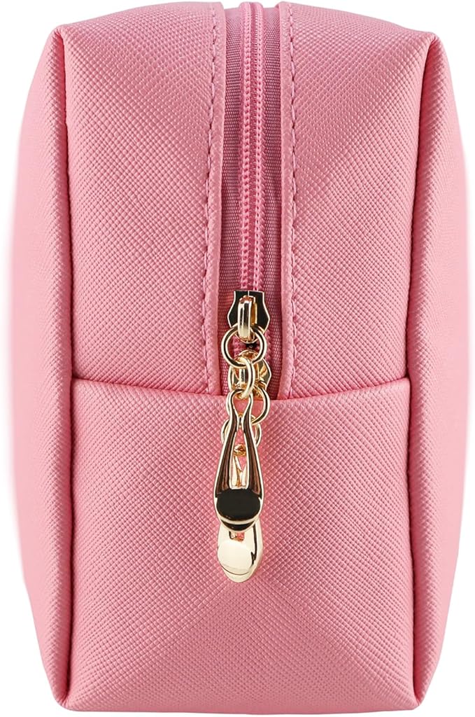 Small Makeup Bag Portable Cosmetic Bag for Women Makeup Pouch Waterproof Toiletry Bag for Travel (Rose pink-Big, Big Size)