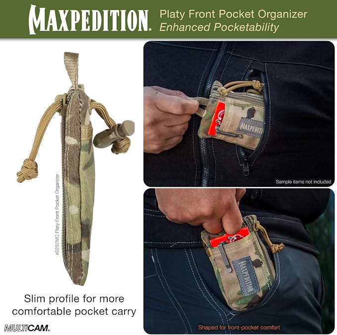 MAXPEDITION Platy Pocket Organizer, Durable EDC Tool Pouch for Men, Neck Wallet with Paracord Lanyard, Holds Flashlight, Multitool, Pen, Notebook