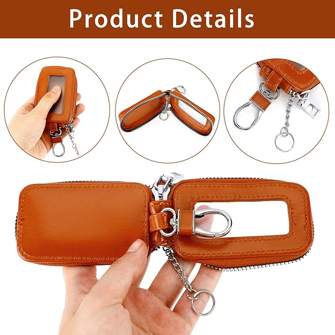2 Pieces Leather Car Key Chain Case Holder Car Key Case Key Fob Protector Car Key Fob Cover Case