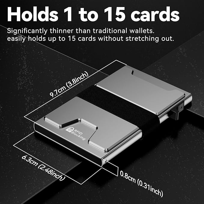 furid Smart Card Wallet for Men Slim: Minimalist Wallets RFID Blocking - Metal Pop Up Front Pocket Business Card Holder - Gift Boxed for Him Stocking Stuffers