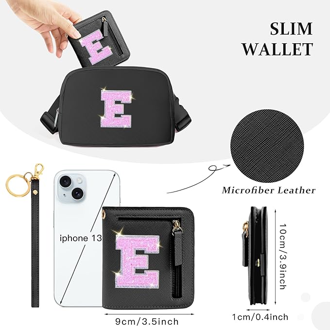 COSHAYSOO Initial RFID Wallet Small Birthday Christmas Easter Stocking Stuffer Gifts Idea for Her Flower Girls Bridesmaids Bachelorette Wedding Anniversary Party Favor Personalized Presents Black E