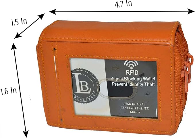 Leatherboss Leather RFID Identity Safe Double Zippered Accordion Wallet