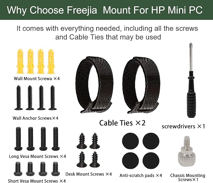 2 Pack Mini PC VESA Mount Compatible with HP Desktop Mini, Wall VESA and Under Desk Mount for HP Pro Mini 260 400,for HP ProDesk 400 405 600,for HP EliteDesk 705 800 805