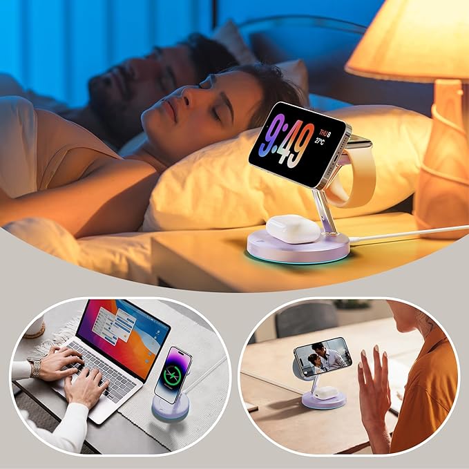 New 3 in 1 Charging Station for Apple Compatible with Magsafe Charger Stand for iPhone 17 16 15 14 13 12 Wireless Charging Station for AirPods Wireless Charger for iWatch Series