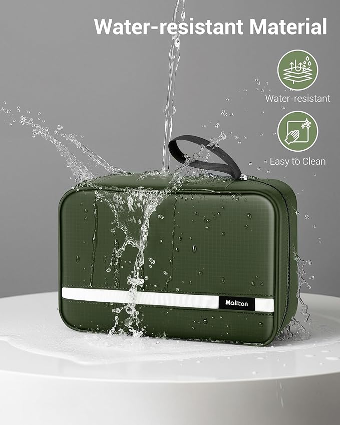 Maliton Toiletry Bag for Men & Women Large Toiletry Bags for Traveling Hanging Toiletry Bag Hygiene Bag with 4 Compartments Waterproof Bathroom Shower Bag(Olive Green)