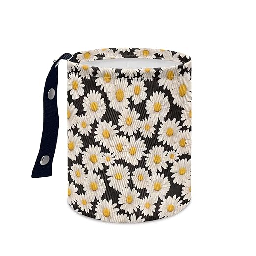 White Daisy Florals Car Trash Storage Box Multifunctional Garbage Bags for Car, Office, Home, Travel Camping Accessories, Keep Tidy