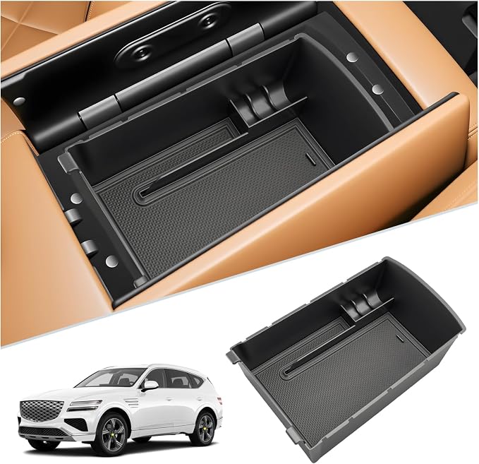 SKTU for 2025 2026 2027 Genesis GV80 Accessories Center Console Organizer for 2025 2026 2027 Genesis GV80 Console Tray 2025 2026 2027 GV80 Middle Console Organizer with Coin Holder
