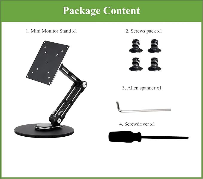 VESA Monitor Stand, Compatible with Up To 19inch Monitors, Supports 50 x 50 / 75 x 75 / 100 x 100 (mm) VESA Mounting Holes,Supports Multi-axis Rotation, Portable Adjustable Foldable