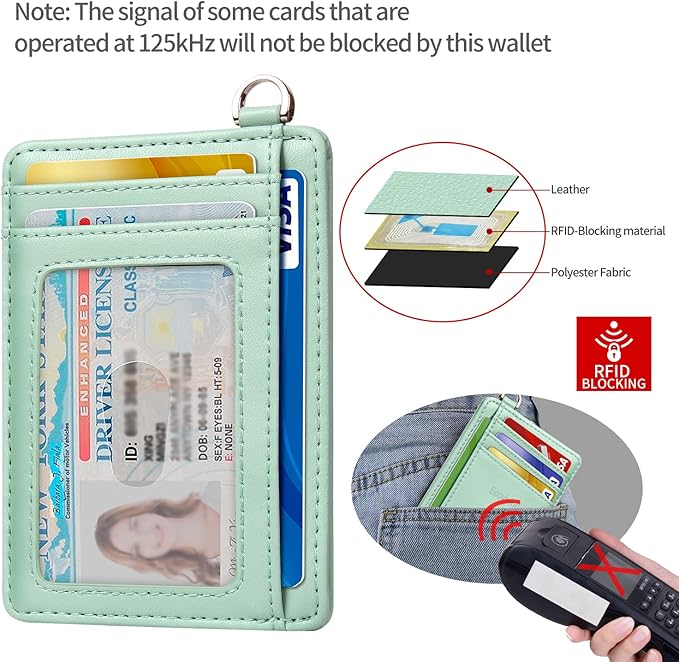 EcoVision Slim Minimalist Front Pocket Wallet, RFID Blocking Credit Card Holder Wallet with Detachable D-Shackle for Men Women