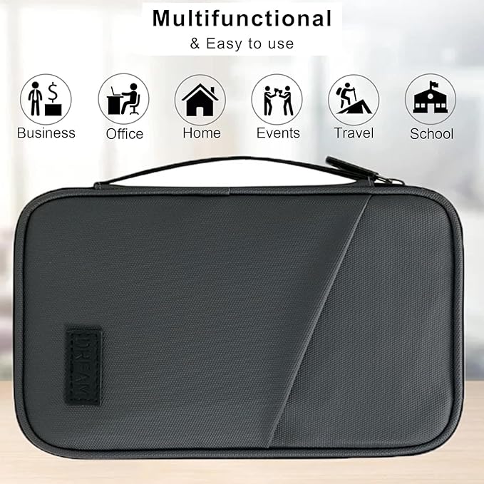 Waterproof Passport Holder, RFID Blocking Wallet, Portable Travel Document Organizer for Men & Women (Grey)