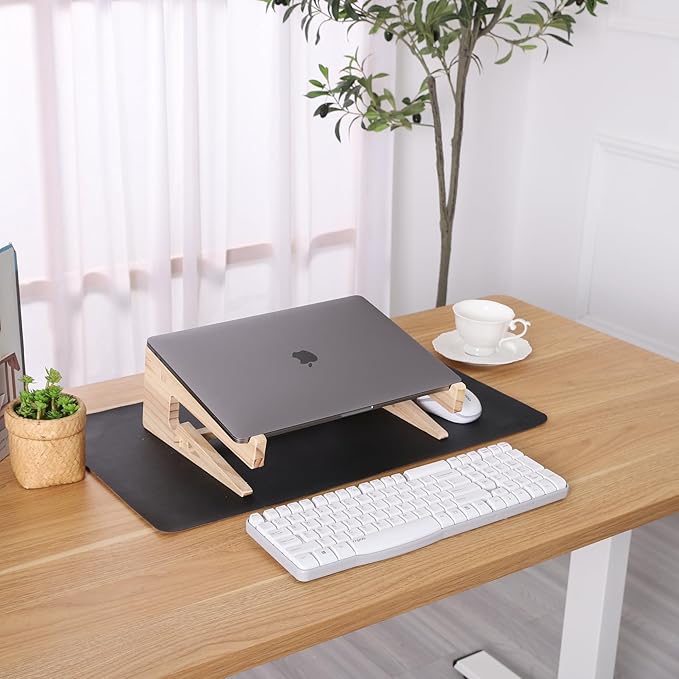 Wood Laptop Stand,Universal Computer Stands for Desk,Vertical Laptop Holder for MacBook Pro, Wooden Laptop Riser for MacBook Air, Dell, HP, Lenovo Compatible with 13.3 to 17.3 Inches All Laptops