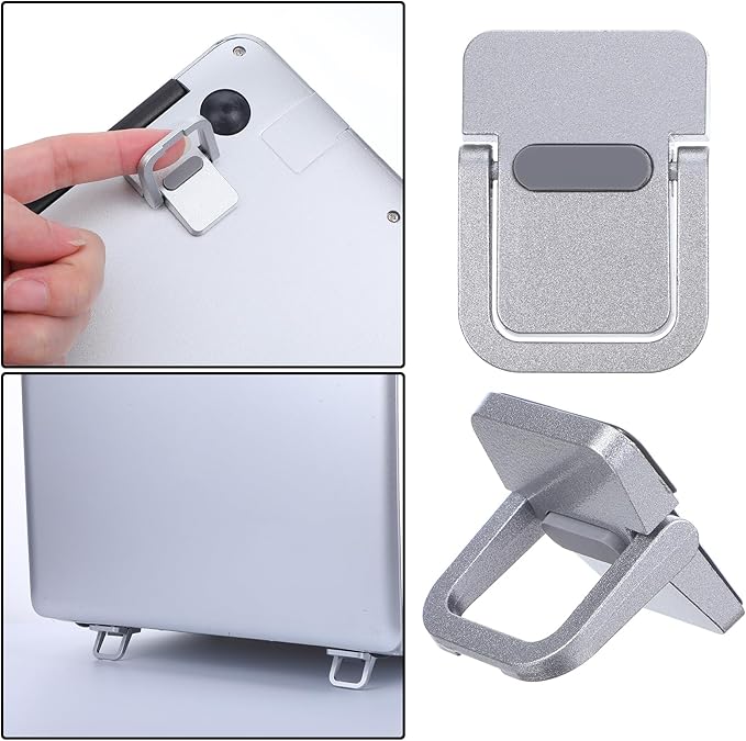 4PCS Portable Keyboard Riser Self Adhesive Laptop Stand Invisible Mini Computer Feet for Desk Computer Keyboard Stand Laptop Holder with Anti Slip Silicone(Sliver)
