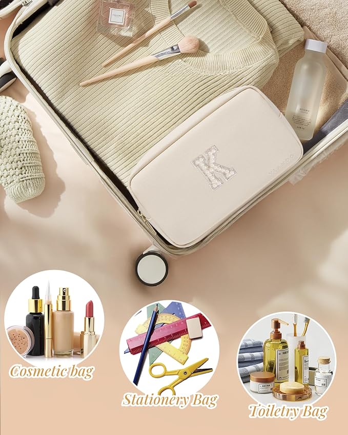 VLANDO Bridal Shower Gifts for Engagement Wedding PU Leather Makeup Bag Personalized Travel Toiletry Bag Travel Essentials for Women K