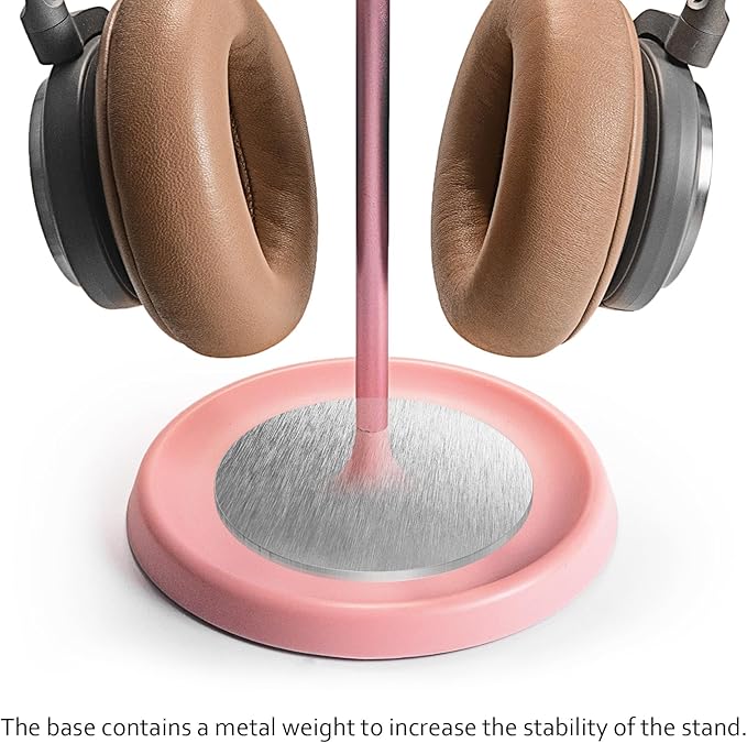 Headphone Stand, Curved Headset Stand with Storage Tray, Heavy Base Gaming Headset Holder for AirPods Max, AirPods Pro, Beats, Bose, Sennheiser, Sony and More (Pink)