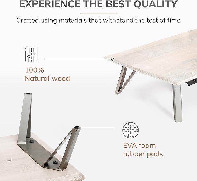 Anji Mountain Monitor Stand - Desktop Organizer & Laptop Riser, Ergonomic Monitor Riser, Space-Saving Monitor Stand for Desk, Durable Construction, Easy Assembly, Ideal for Home & Office,White Wash