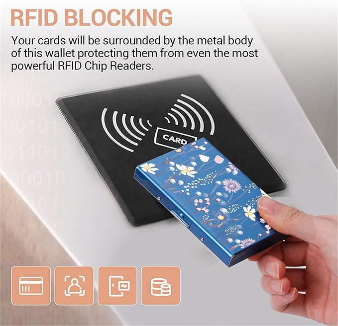 BONSYL® Credit Card Holder, RFID Blocking Slim Metal Credit Card Wallet, with Card Slots, for Women and Men. | RFID Blocking, Slim, 6 Card Slots