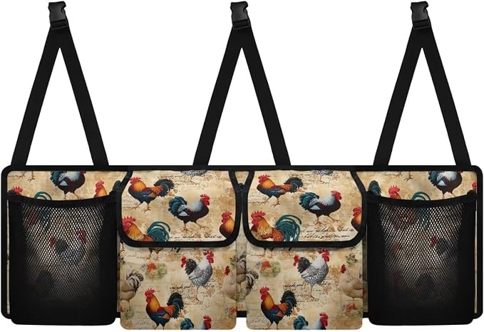 Chicken Rooster Car Trunk Organizer Collapsible Back Seat Large Storage Organizer Bag Auto Trunk Cargo Organizer Groceries Tote Fits for SUV Trucks Sedan
