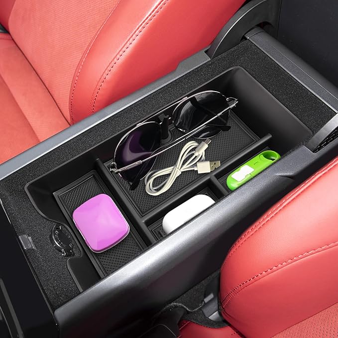 2025 2026 Camry Center Console Organizer for Toyota Camry (LE/SE/Nightshade/XLE/XSE), Durable ABS &Anti-Slip Rubber Console Tray Insert 2026 Camry Accessories